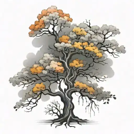 Colorful Tree Withering To Black And Grey