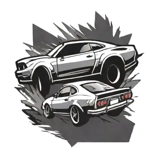 Minimalistic Tattoo Of A Drifting Car