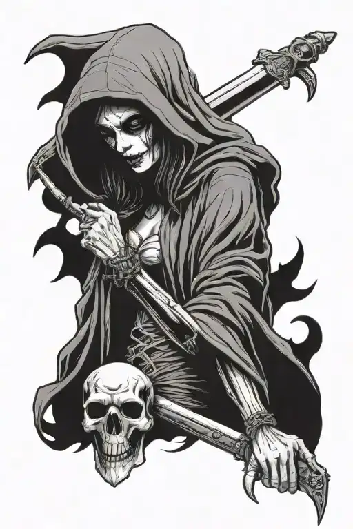 Girl Grim Reaper Holding
