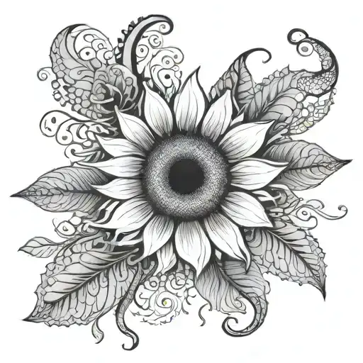 Sunflower And Lace Like Patterns