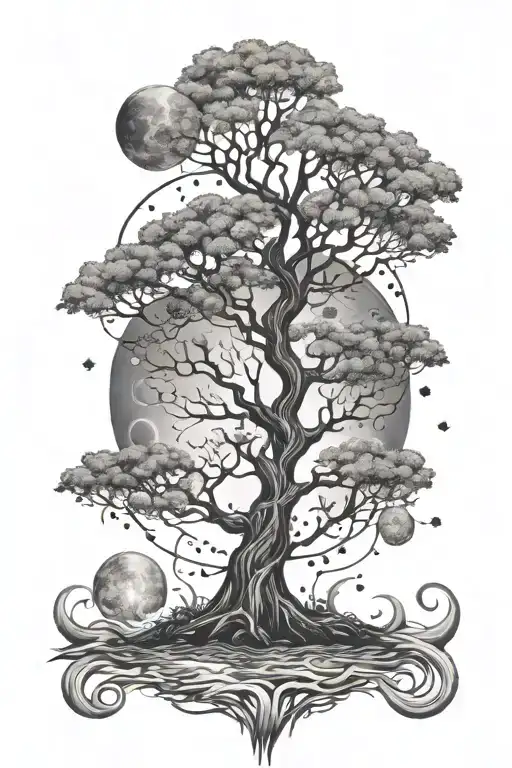 Tree Of Life With Water And Moons