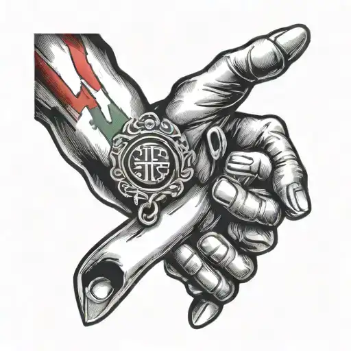 Italian Flag Link With Italian Hand Pendant