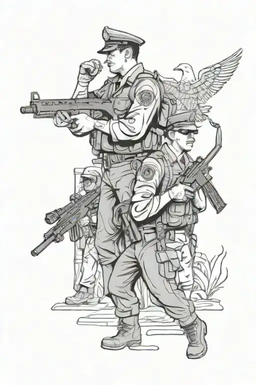 Miltary And Police Officer