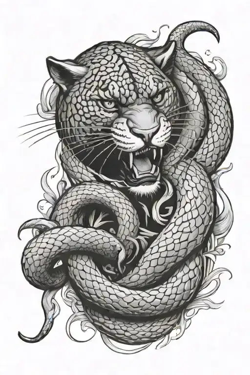 Panther Fights Snake