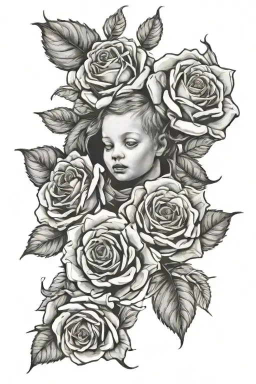 Roses Sleeve With Baby Footprint