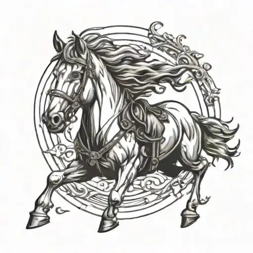 Horse Wearing A Pirate Patch Line Art