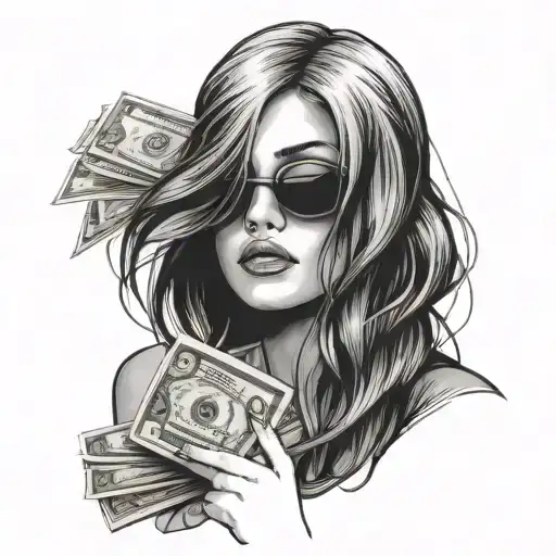 Woman Holding Money To Cover Face