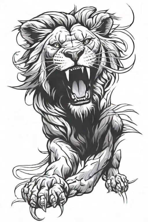 Roaring Lion With Thin Blue Line