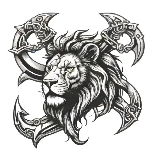 Lion Head With Anchor