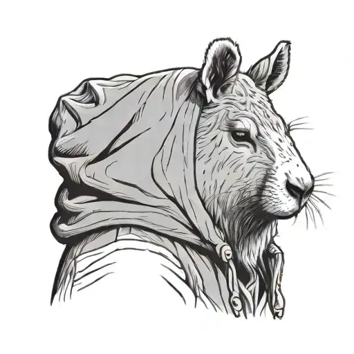 Line Art Capybara In A Hoodie