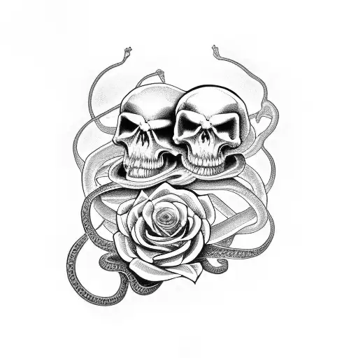 Snake And Skull And Roses