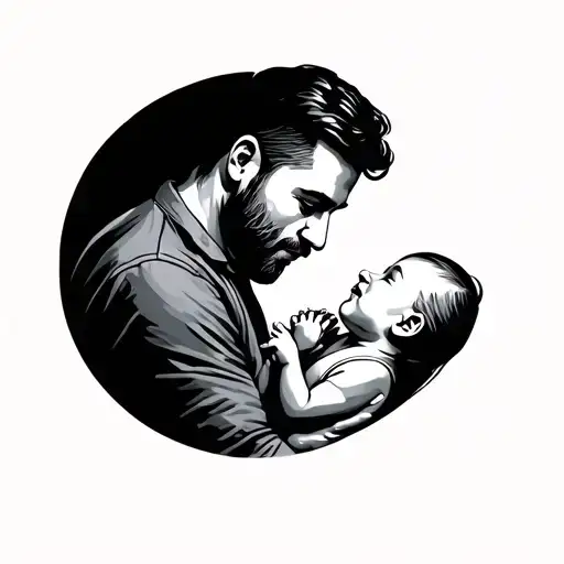 Minimilist Tatoo Design Of Dad And Baby Oneline