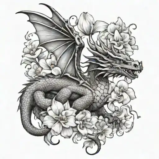 Dragon With Violets And Primroses