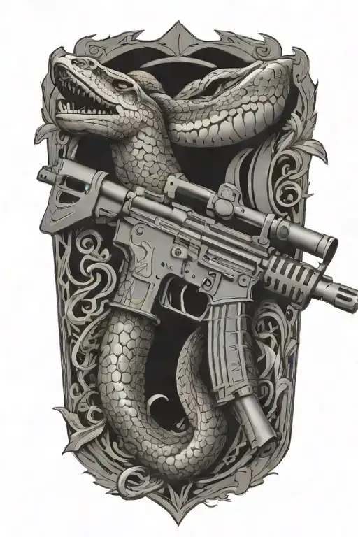 M4 Rifle With Snake Wrapped