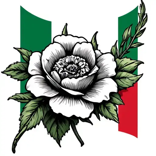 Italian Flower With Italian Flag