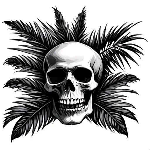 Skull And Palm Leaves
