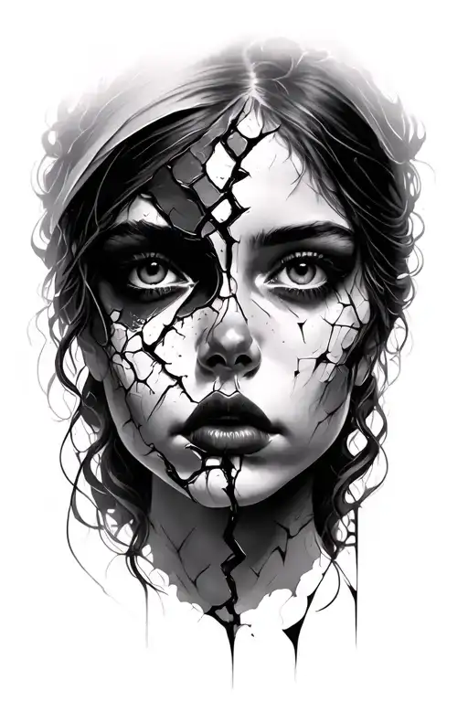 Broken Girl Face
