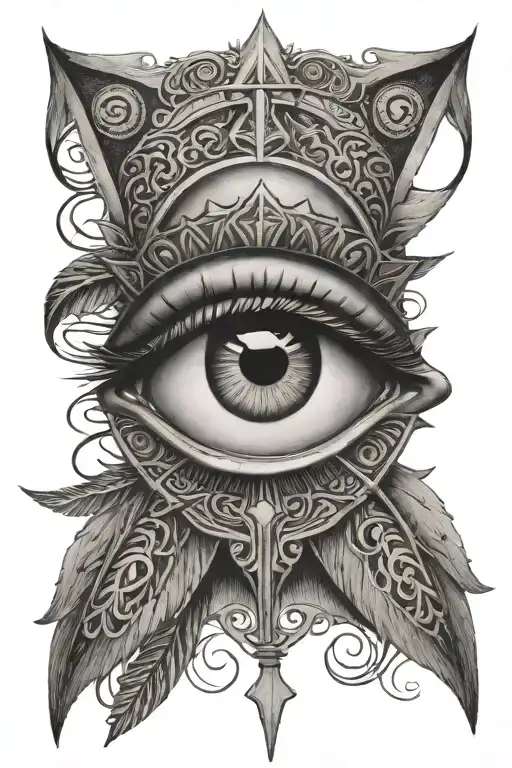 Egpytian Eye With Jesus Cross And Writing Poetry