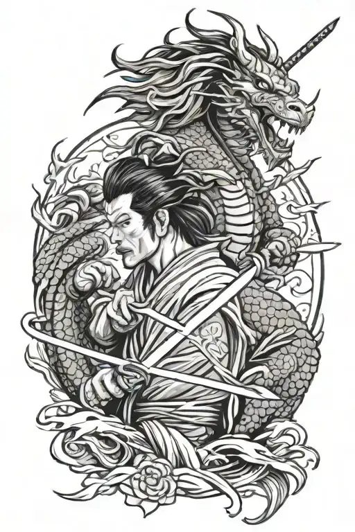 Samurai And Dragon