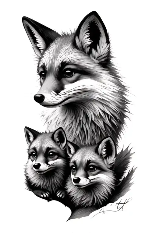 Fox And 2 Babies
