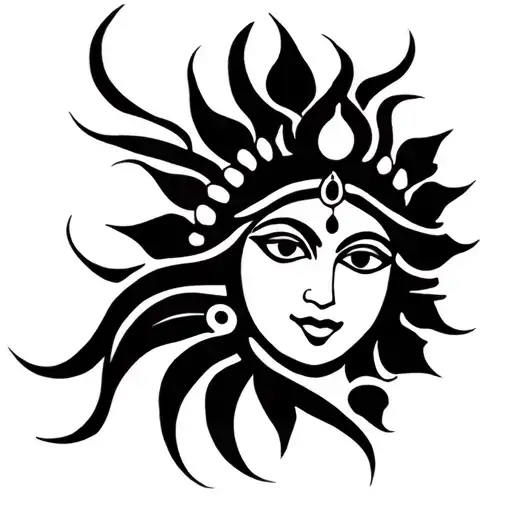 Hindu Tridevi Tattoo Design Simple