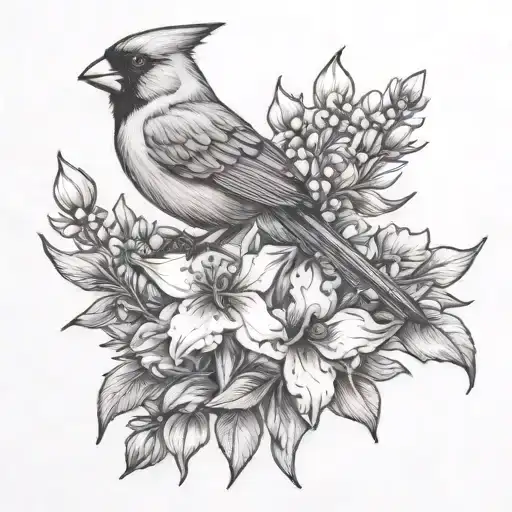 Cardinal And Larkspur Flower