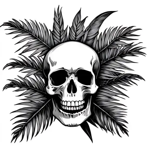 Skull And Palm Leaves