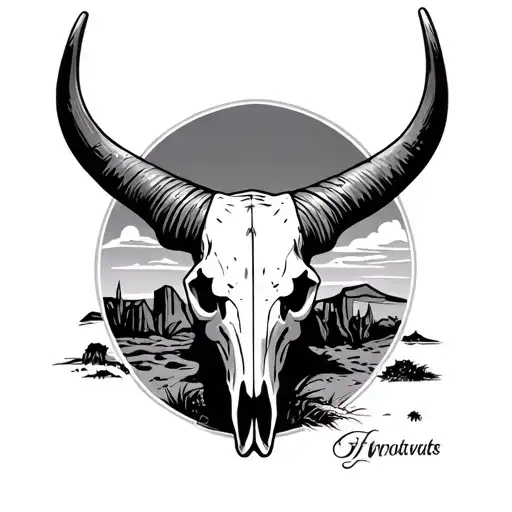 Longhorn Skull In The Desert
