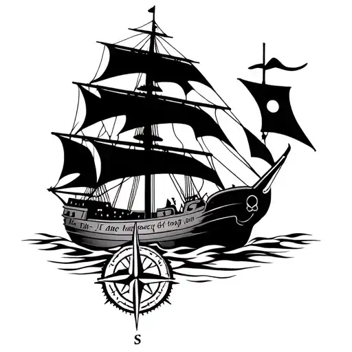 Pirate Ship And Compass And Has Text I Am The Master Of My Fate I Am The Captain Of My Soul