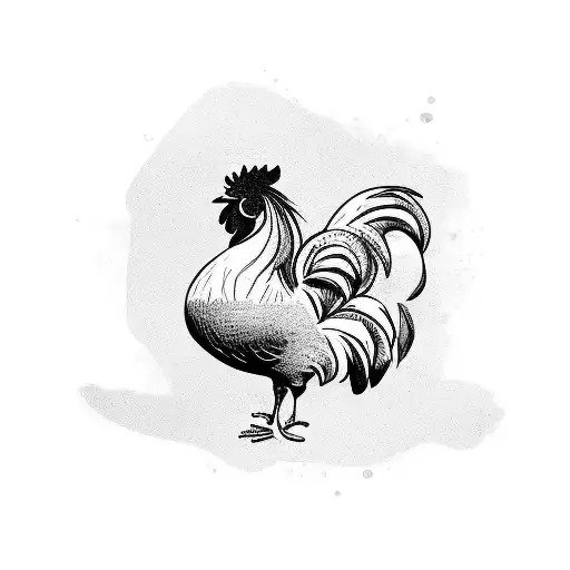 Drunk Rooster With Rum Bottle
