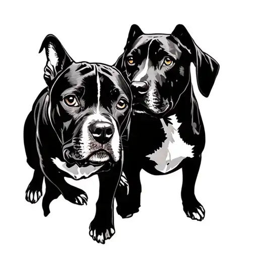 Coon Hound And Pitbull Dog