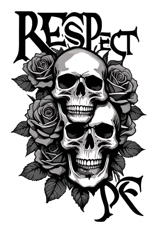 The Word Respect With Skulls And Roses In Background