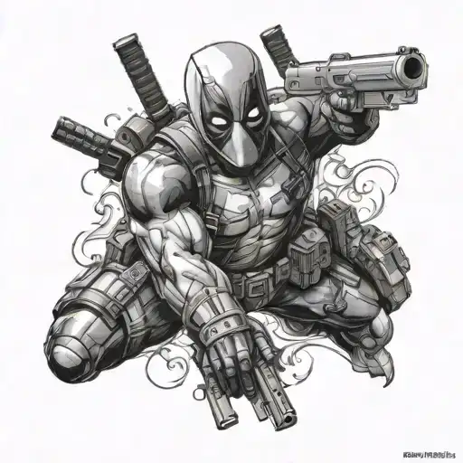 Deadpool Firing Gun