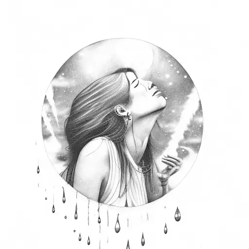Woman Water Moon Crying