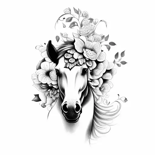 Horse With Flowers