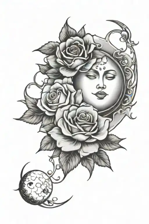 Sun And Moon With Roses