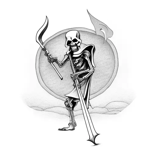 Grim Reaper Holding A Scythe