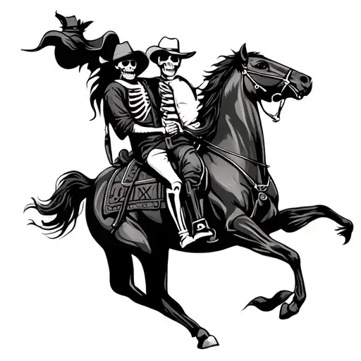 Western Cowboy Skeleton Riding Horse