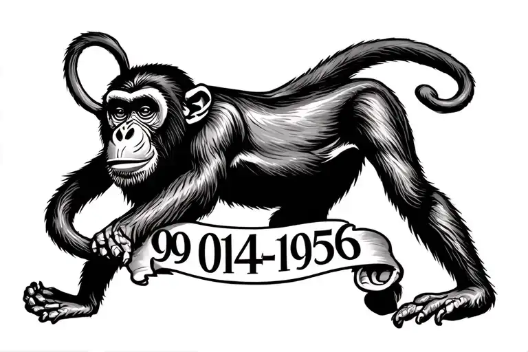 Original Tattoo On A Monkey Base With The Date 09-04-1956