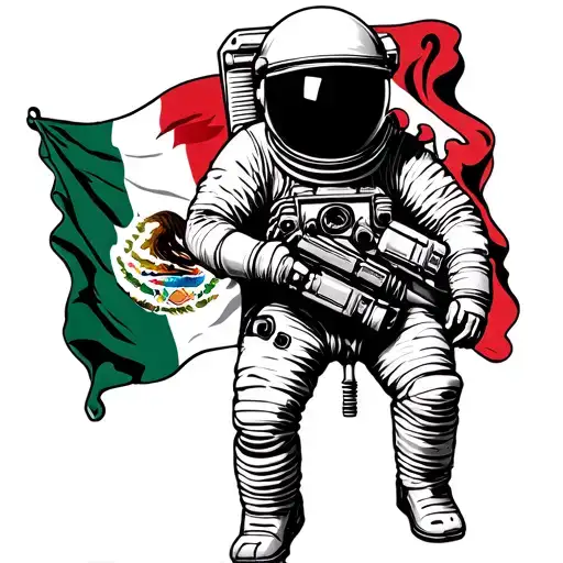 Astronaut With Mexico Flag