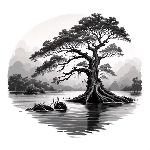 Swamp Cypress Tree In Water