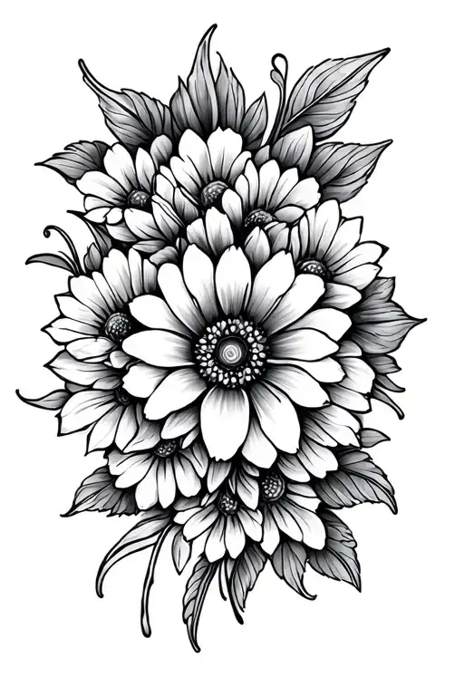 Mandala Bunch Of Flowers Fine Line