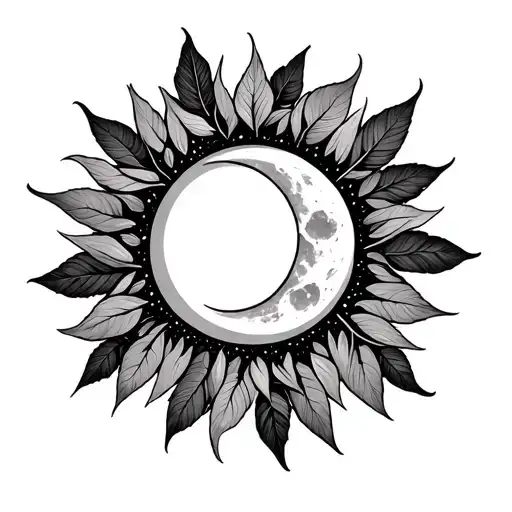 Leaves Sun And Moon Shining