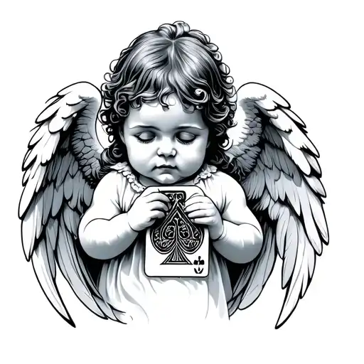 Baby Angel With Playing Cards