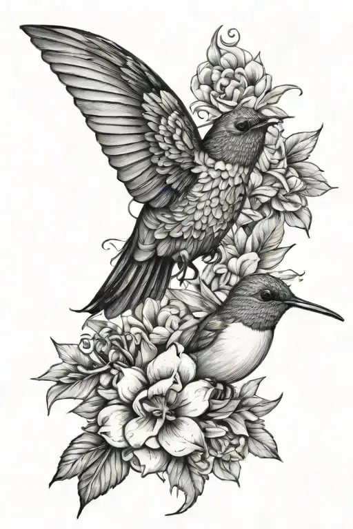 Floral Sleeve Small Hummingbird