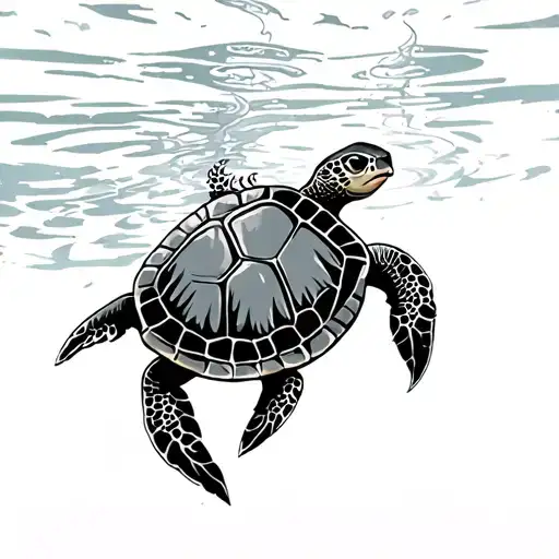 Tribal Turtle Swimming