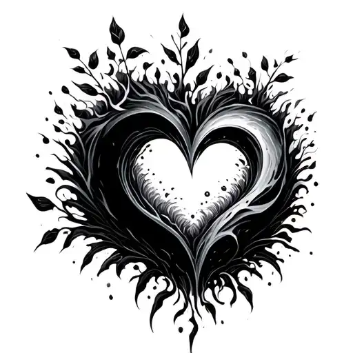 Heart Shape Falling And Exploding In A Ripple Giving Birth To Plants