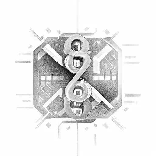 A Black And Grey Dollar Sign Intertwined With Circuitry