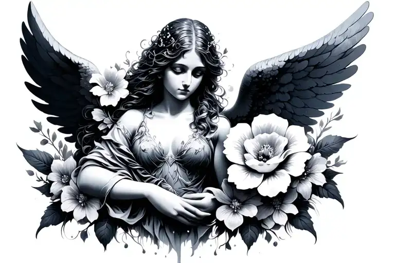 Cyber Sigilism Angel And Flowers