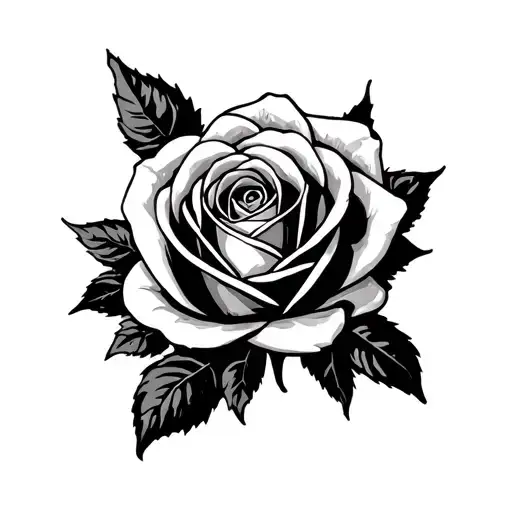 Style Grec Minimal Tattoo Design Featuring Rose